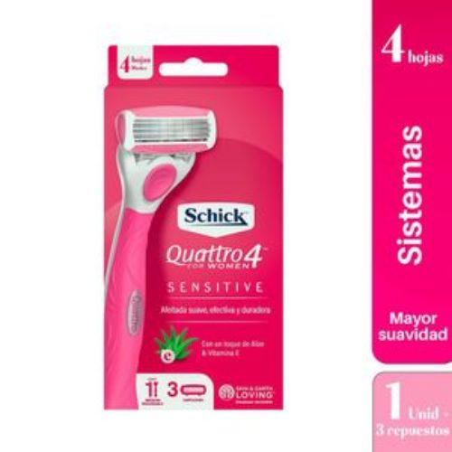 Imagen de Maquina de afeitar SCHICK Quattro women x1 und + 2 repuestos (1 und)