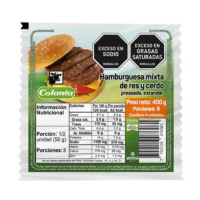 Imagen de Hamburguesa Mixta Res Cerdo Preasada COLANTA 400 gr