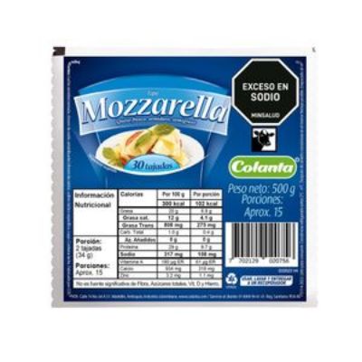 Imagen de Queso mozzarella COLANTA fresco semiduro semigraso (500 gr)