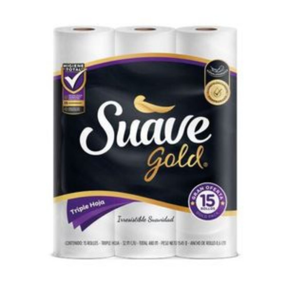 Imagen de Papel higiénico SUAVE triple hoja x15 rollos (480 mts)