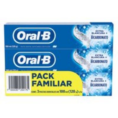 Imagen de Crema dental ORAL B bicarbonato 3 unds x100 ml c/u