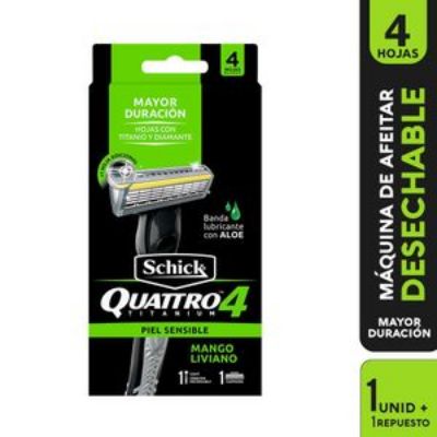 Imagen de Maquina de afeitar SCHICK Quattro titanium x1 + 2 repuestos (1 und)