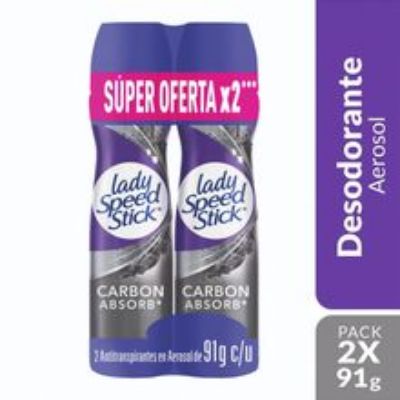 Imagen de Desodorante LADY SPEED STICK carbon absorb 2 unds x91 g
