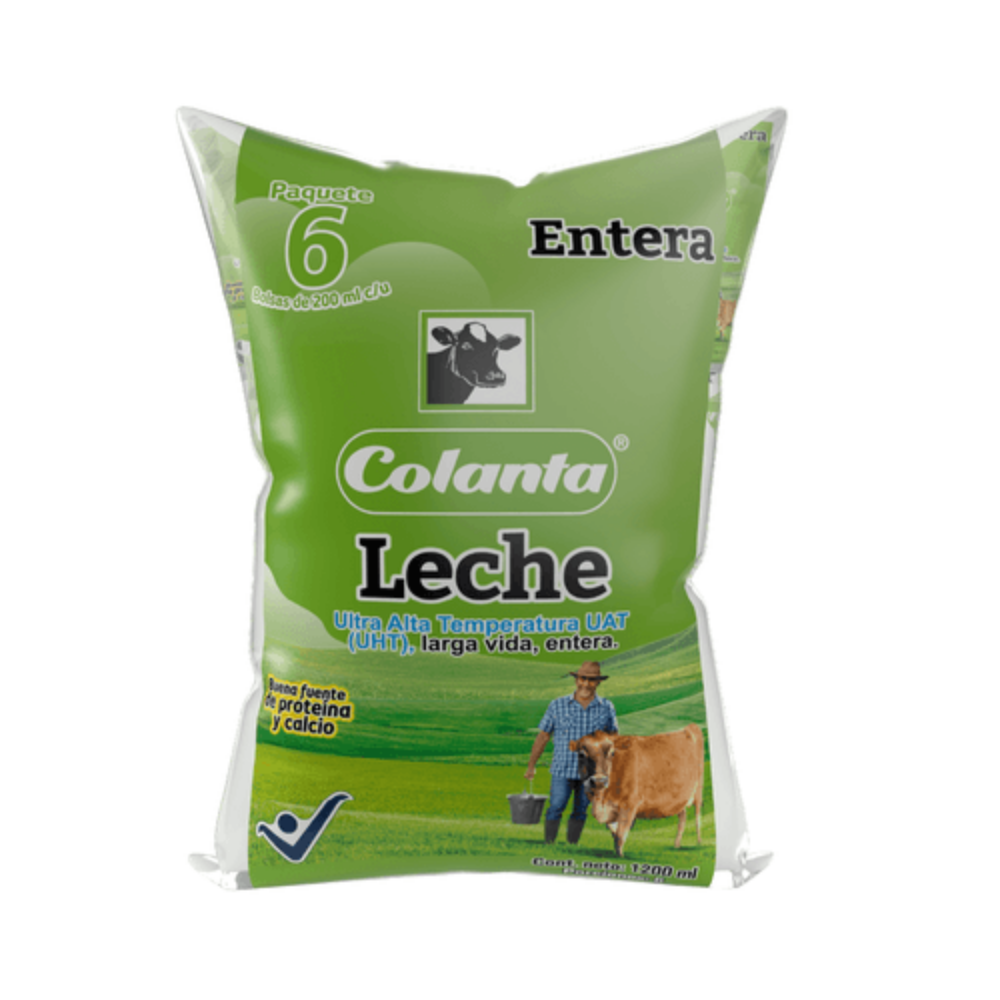 Imagen de Leche UHT Entera Colanta Bolsa X 200 ml X 6 U