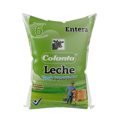 Imagen de Leche UHT Entera Colanta Bolsa X 200 ml X 6 U