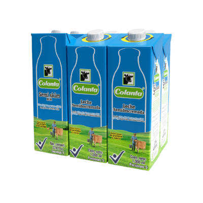 Imagen de Leche UHT Semidescremada Colanta Caja X 1000 ml X 6 U