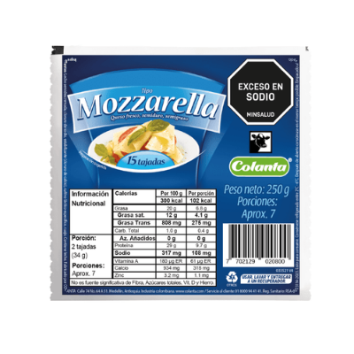 Imagen de Queso Tipo Mozzarella Colanta Tajado X 250 g