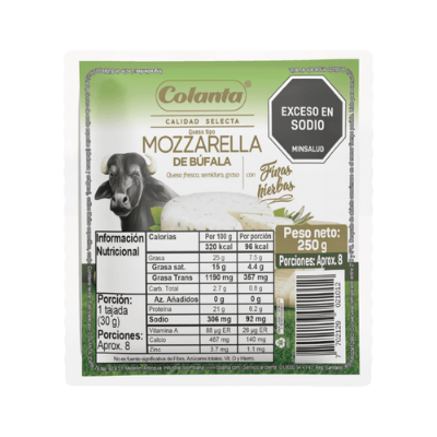 Imagen de Queso Tipo Mozzarella de Búfala Finas Hierbas Colanta Bloque X 250 g