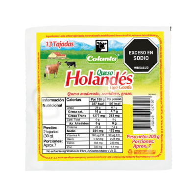 Imagen de Queso Tipo Holandés Colanta Tajado X 200 g