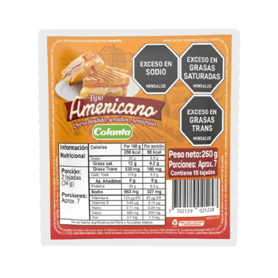 Imagen de Queso Tipo Americano Colanta Tajado x 250 g