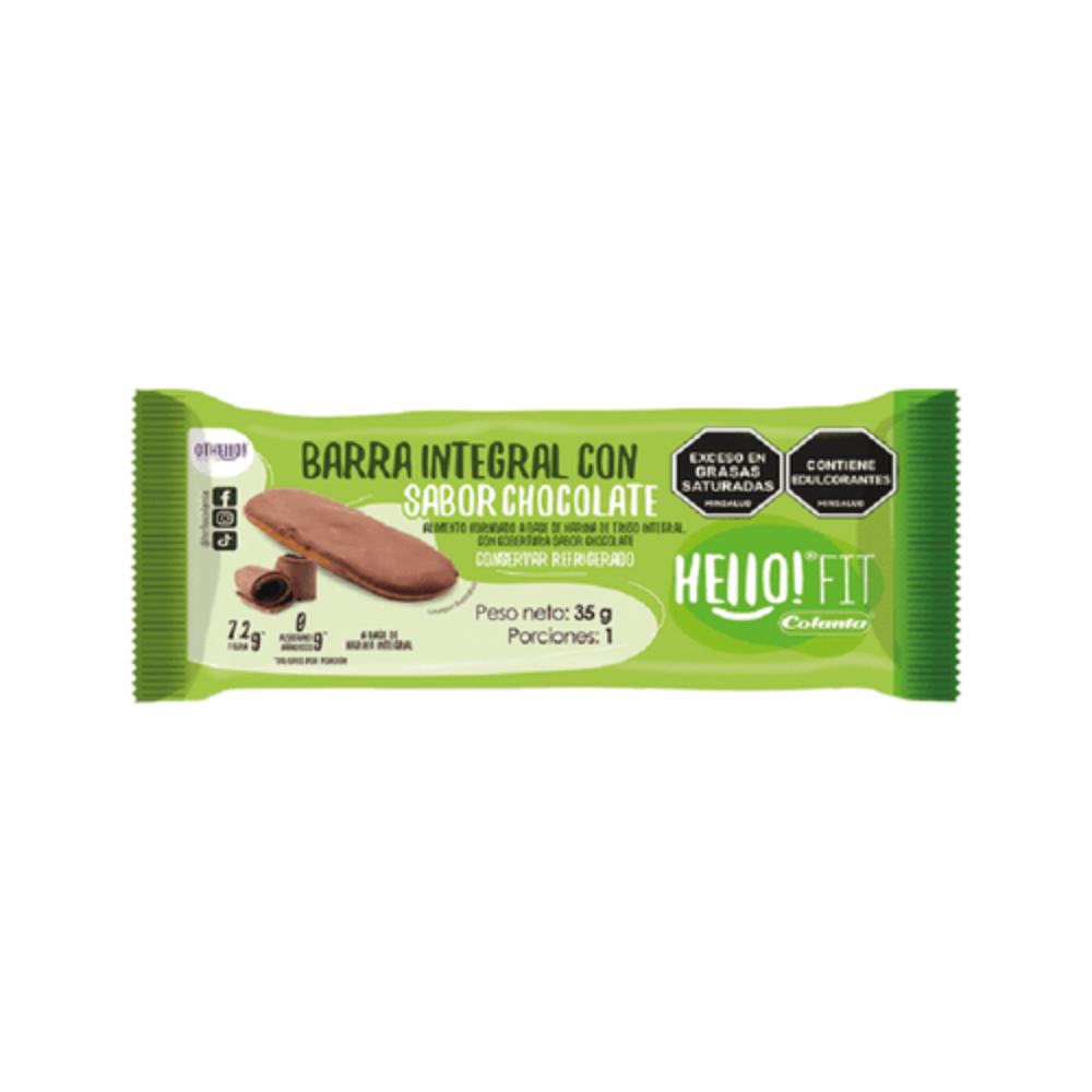 Imagen de Barra Refrigerada Integral Con Chocolate Hello! Fit Colanta X 35 g