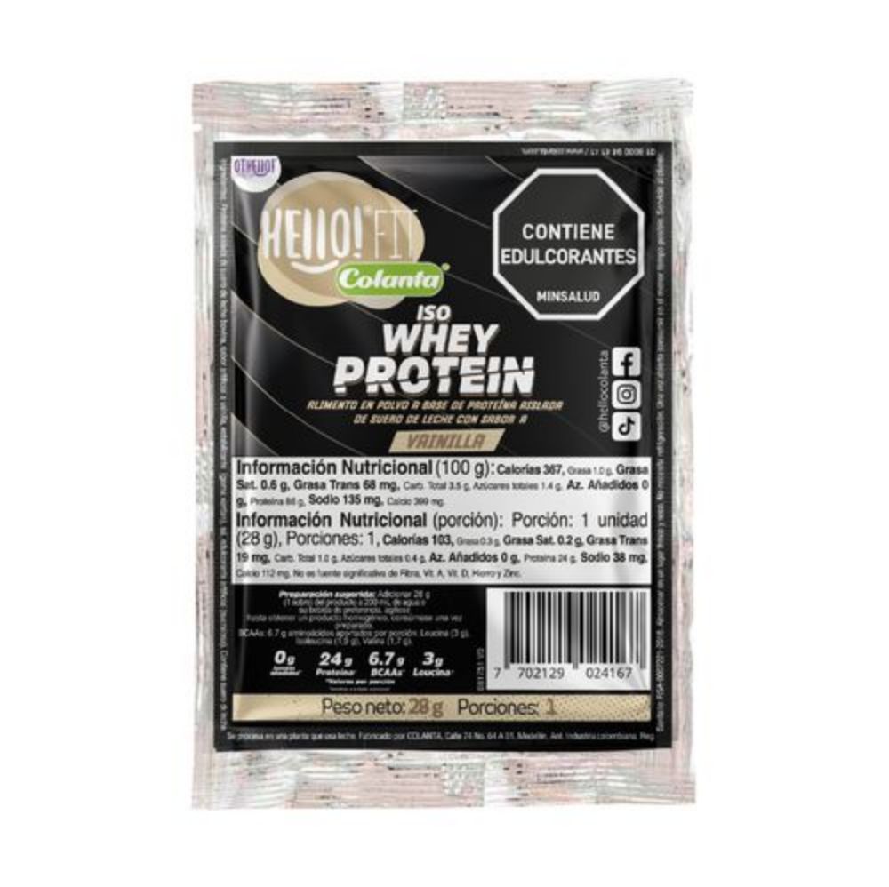 Imagen de Iso Whey Protein Vainilla Hello! Fit Colanta X 28g