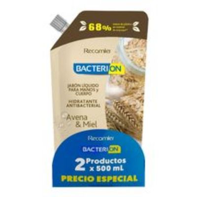 Imagen de Jabón líquido BACTERION avena 2 unds x500 ml c/u precio especial