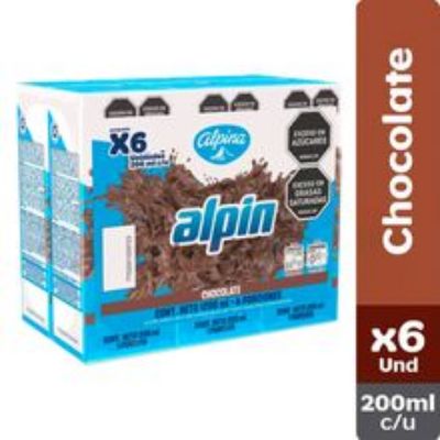 Imagen de Leche ALPINA saborizada alpin chocolate 6 unds x200 ml c/u