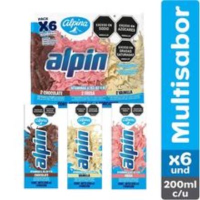 Imagen de Leche ALPINA saborizada 6 unds x200 ml c/u