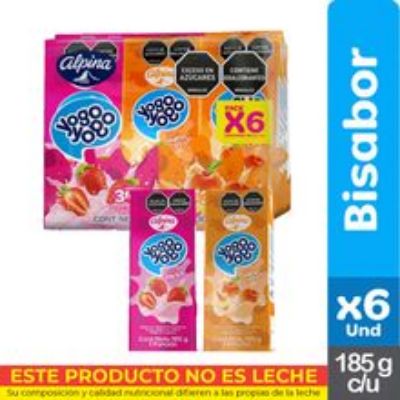 Imagen de Yogo yogo ALPINA melocotón y fresa 6 unds x185 g c/u