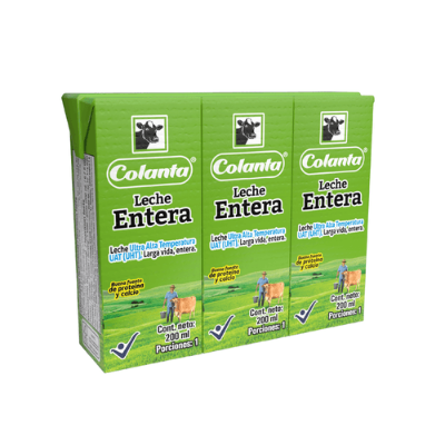 Imagen de Leche UHT Entera Colanta Caja X 200 ml X 3 U