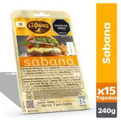 Imagen de Queso Sabana ALPINA 15 tajadas (240 gr)