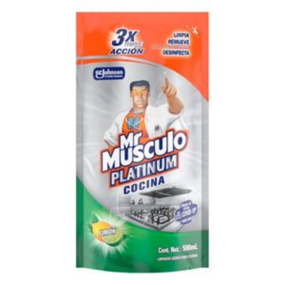 Imagen de Limpiador MR MUSCULO líquido platinum cocina aroma limón (500 ml)