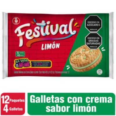 Imagen de Galletas FESTIVAL con crema sabor limón x12und (403 gr)