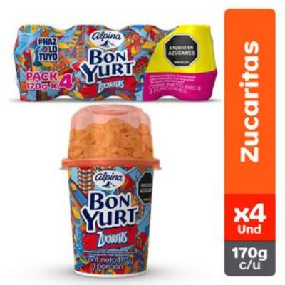Imagen de Alimento lácteo BON YURT zucaritas x4 und 170 g (680 gr)