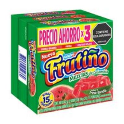 Imagen de Gelatina FRUTIÑO Fresa-Sandía, Fresa Y Frutos Rojos 3 unds x14 g c/u