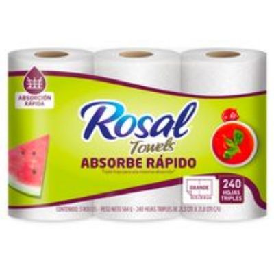 Imagen de Toalla de cocina ROSAL PLUS 3 rollos x80 hojas c/u