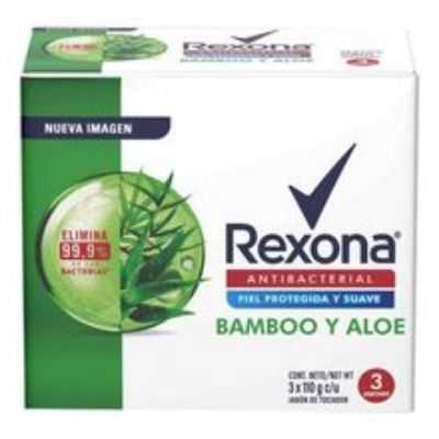 Imagen de Jabón REXONA antibacterial bamboo aloe 3 unds x110 g c/u