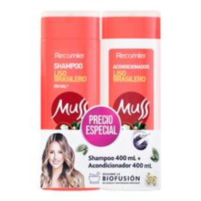 Imagen de shampoo MUSS x400 ml + acondicionador lisos x400 ml