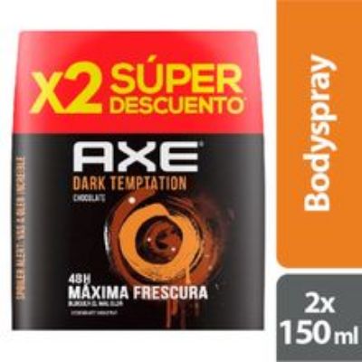 Imagen de Desodorante AXE aerosol fragancia dark 2 unds x150 ml c/u