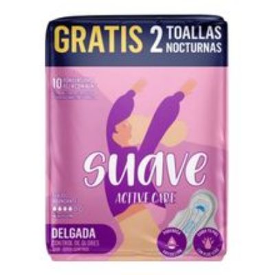 Imagen de Toallas higiénicas SUAVE active care delgada x10 unds gratis 2 toallas nocturnas