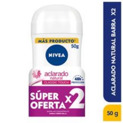 Imagen de Desodorante NIVEA barra aclarado natural 2 unds x50 g c/u