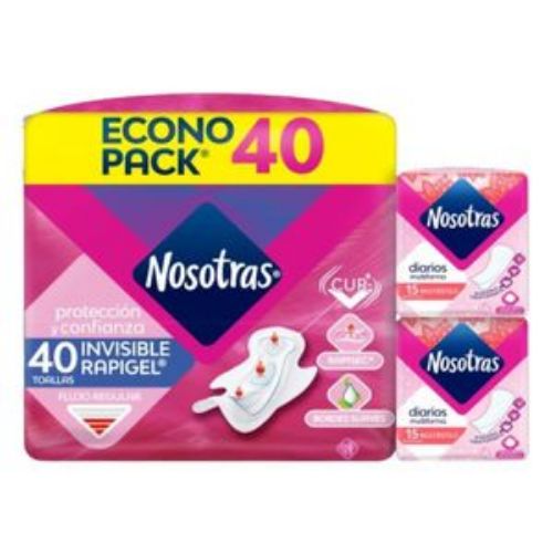 Imagen de Toallas higiénicas NOSOTRAS invisible rapigel + protectores