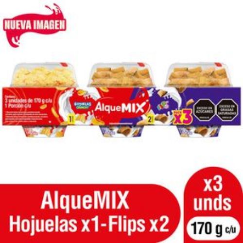Imagen de Alimento lácteo AlqueMix con flips surtido x3 und (510 gr)