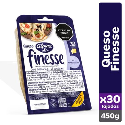 Imagen de Queso Mozarella FINESSE 30 tajadas   (450  gr)