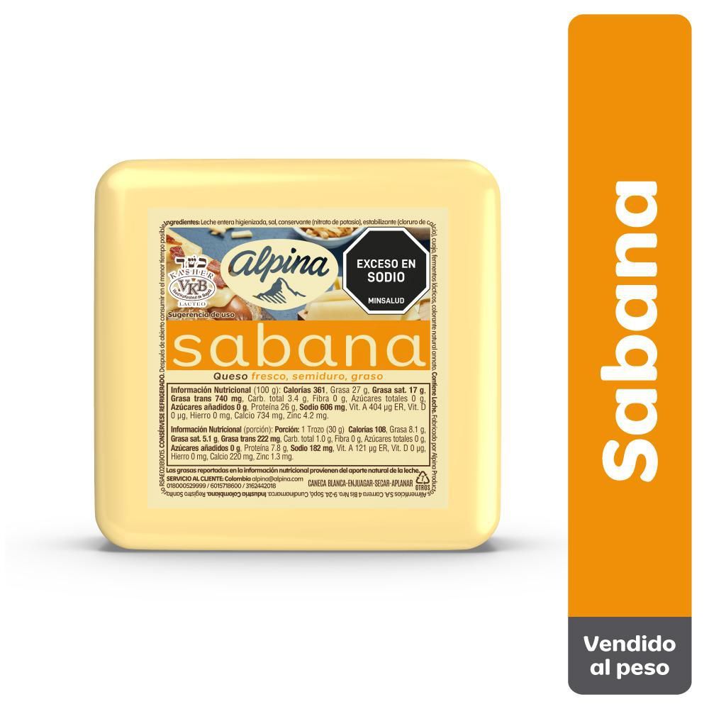 Imagen de Queso ALPINA Sabana porcionado en tienda
