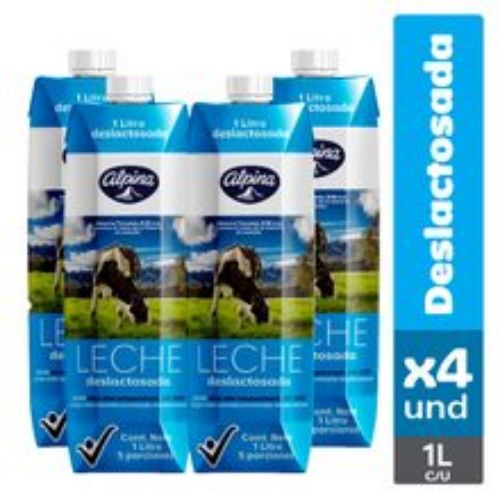 Imagen de Leche ALPINA deslactosada 4 unds x1000 ml c/u