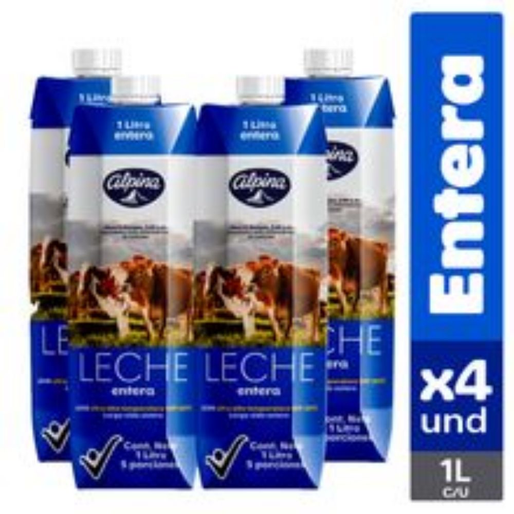 Imagen de Leche ALPINA entera 4 unds x1000 ml c/u