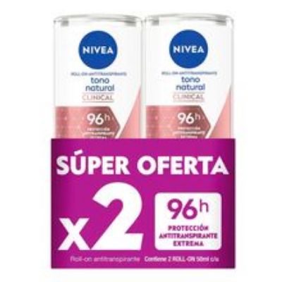 Imagen de Desodorante NIVEA roll-on clinical natural 2 unds x50 ml