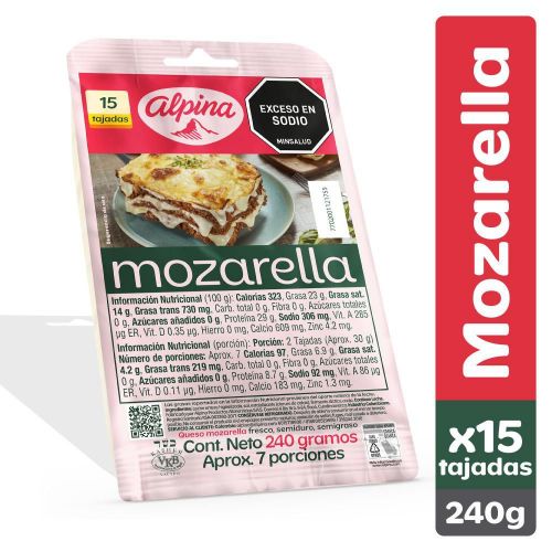 Imagen de Queso Mozarella ALPINA 15 tajadas   (240  gr)