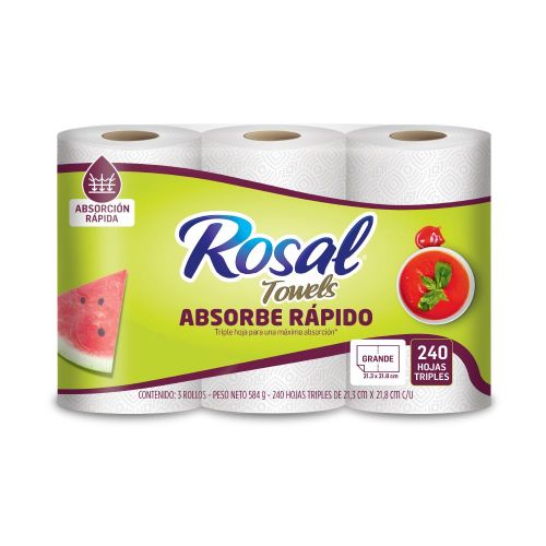 Imagen de Toallas de cocina ROSAL multiusos x3 rollos (240  und)