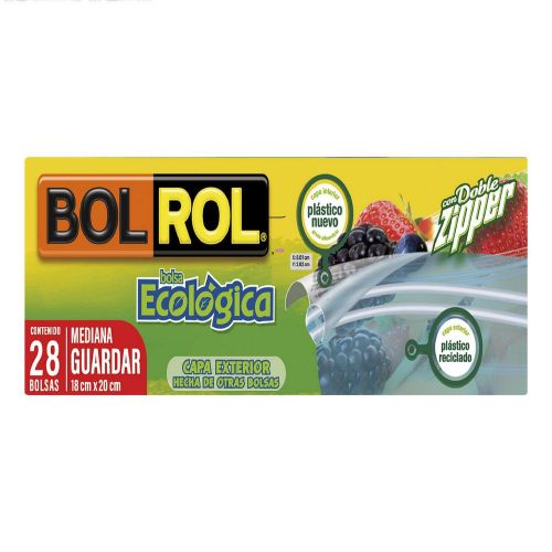 Imagen de Bolsa Ecologica Mediana Doble Zipper BOLROL Bol rol zipper Mediana Guardar Ecol