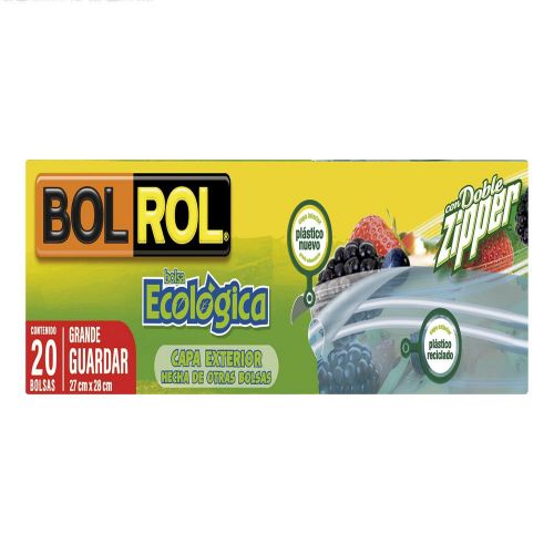 Imagen de Bolsa Ecologica Grande Doble Zipper BOLROL bol rol zipper  mediana guardar eco