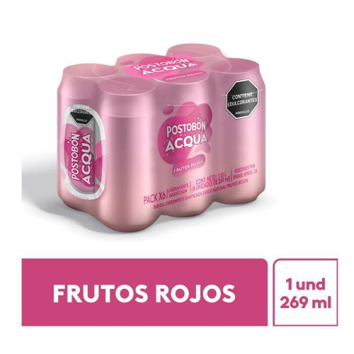 Imagen de Bebida gasificada POSTOBON Acqua frutos rojos lata x6und (1614  ml)