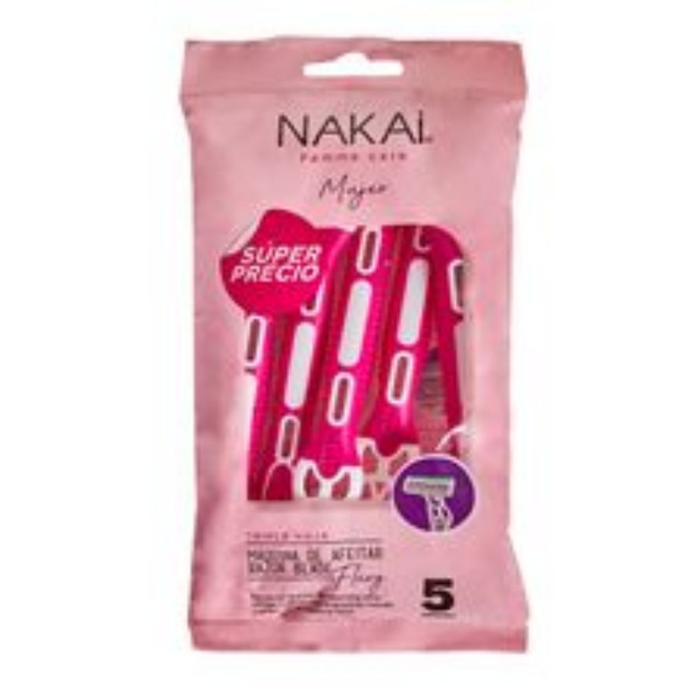 Imagen de Maquina de afeitar NAKAI triple hoja x5 unds