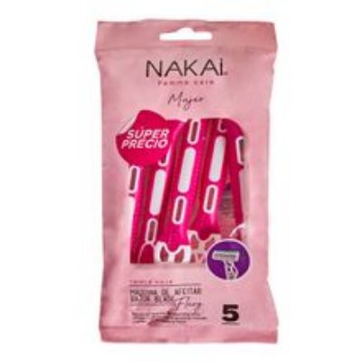 Imagen de Maquina de afeitar NAKAI triple hoja x5 unds