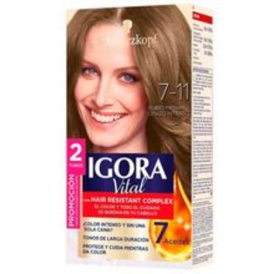 Imagen de Tinte IGORA vital rubio medio cenizo intenso 2 tubos N.° 7.11