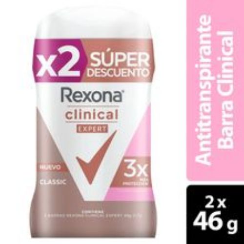 Imagen de Desodorante REXONA clinical clasic expert 2 unds x46 g c/u
