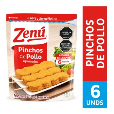 Imagen de Pinchos de pollo ZENU apanados x6und (300  gr)