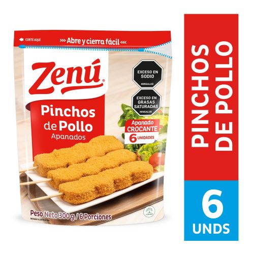 Imagen de Pinchos de pollo ZENU apanados x6und (300  gr)